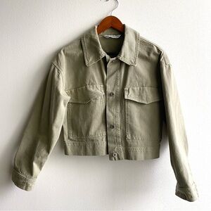 ZARA Olive Green Denim Jacket